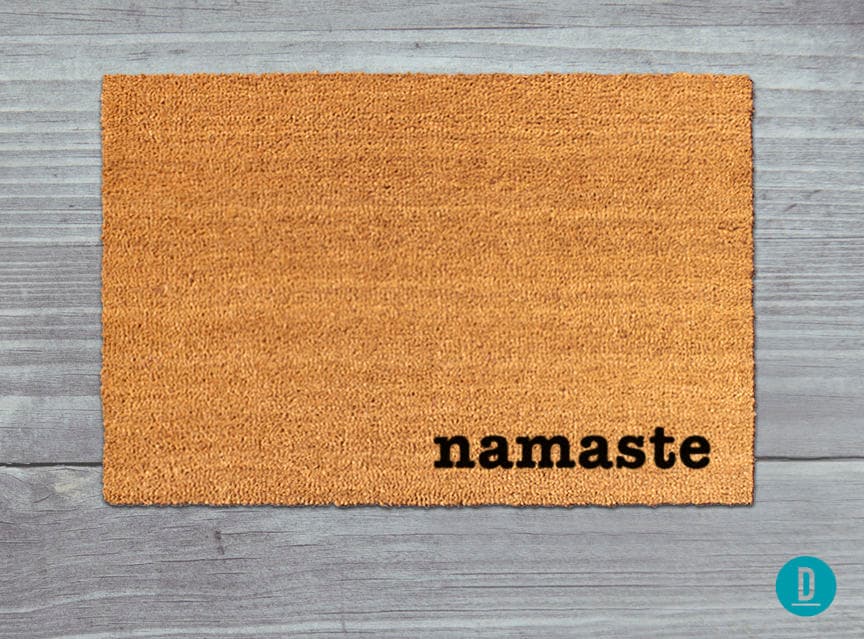 Yoga Namaste Doormat, Natural Coir Welcome Mat (Latex Backing)