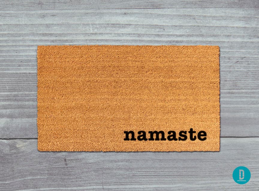 Yoga Namaste Doormat, Natural Coir Welcome Mat (Latex Backing)