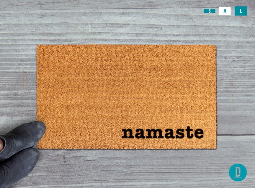 Yoga Namaste Doormat, Natural Coir Welcome Mat (Latex Backing)