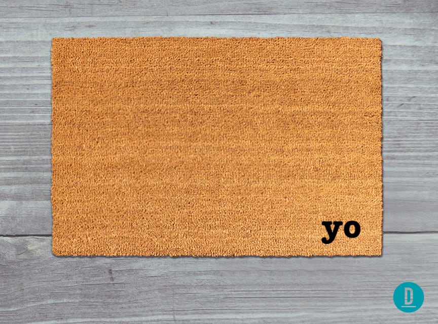 Funny Yo Doormat, Natural Coir (Latex Backing, Outdoor Welcome Mat)