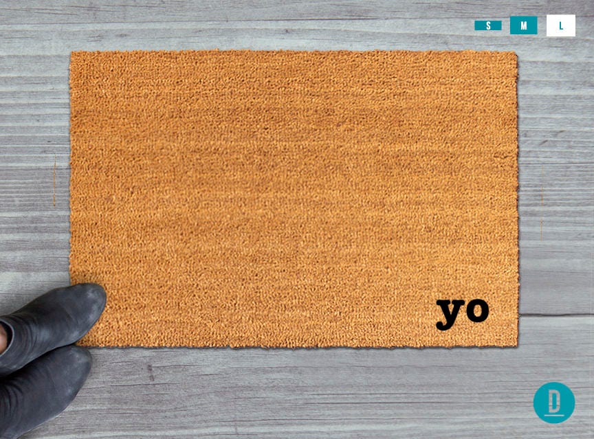 Funny Yo Doormat, Natural Coir (Latex Backing, Outdoor Welcome Mat)