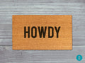Howdy Doormat: Rustic Western Welcome Mat (Natural Coir, Latex)