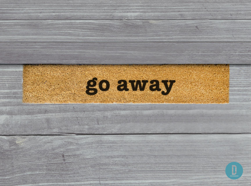 Go Away Skinny Doormat - Slim Natural Coir, Funny Rude Mat