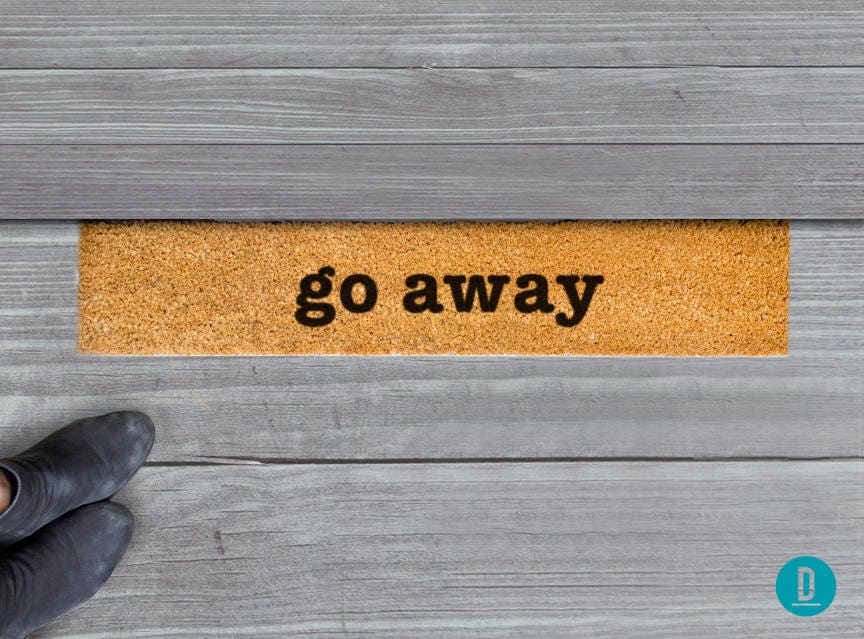 Go Away Skinny Doormat - Slim Natural Coir, Funny Rude Mat