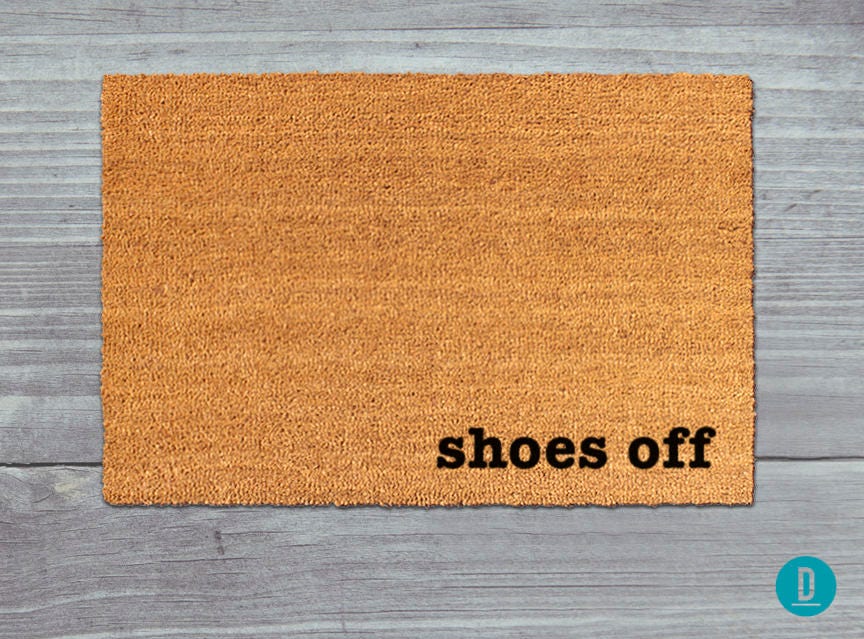 Shoes Off Doormat: Natural Coir Welcome Mat for Entryway