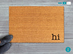 Cheerful 'Hi' Doormat: Handmade Painted Coir Welcome Mat