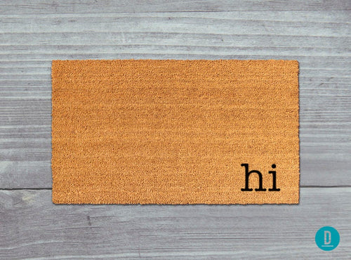 Cheerful 'Hi' Doormat: Handmade Painted Coir Welcome Mat