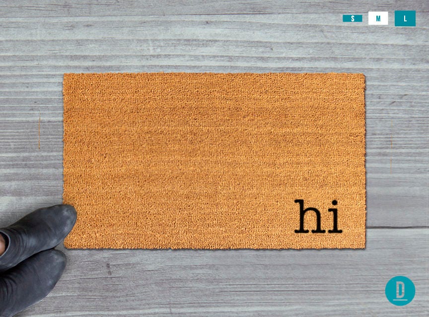 Cheerful 'Hi' Doormat: Handmade Painted Coir Welcome Mat