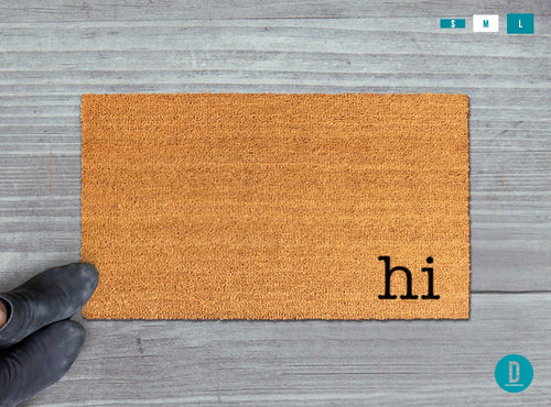 Cheerful 'Hi' Doormat: Handmade Painted Coir Welcome Mat