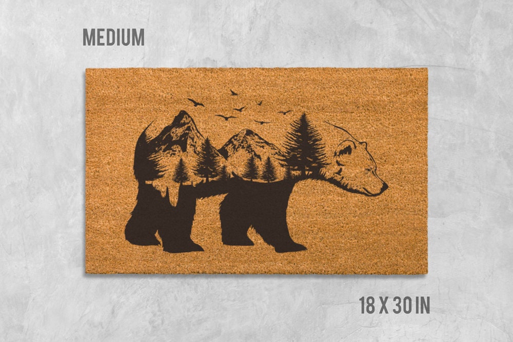 Bear Silhouette Doormat: Natural Coir Welcome Mat