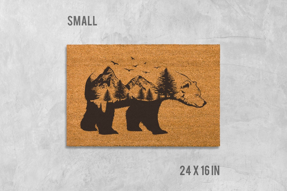 Bear Silhouette Doormat: Natural Coir Welcome Mat