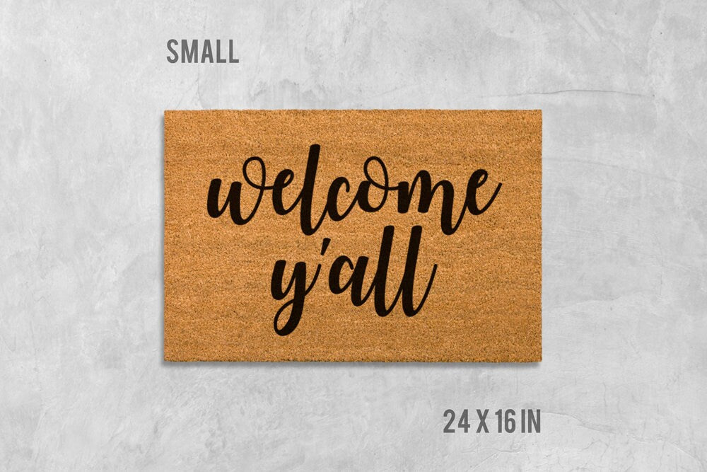 Welcome Y'all Doormat - Natural Coir with Latex Backing