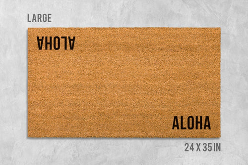 Aloha Welcome Mat: Double Sided Design with Coconut Fiber - Latex Backing