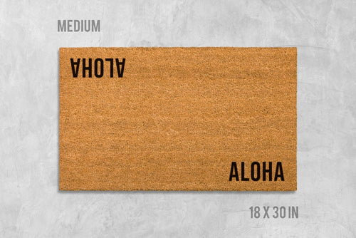Aloha Welcome Mat: Double Sided Design with Coconut Fiber - Latex Backing