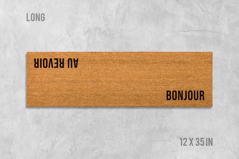 French Bonjour Au Revoir Doormat - Double-Sided Design Natural Coir Mat