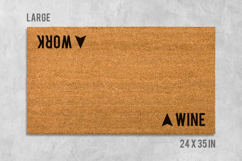 Wine Welcome Mat: Funny Double Design in Coir + Latex Backed Door Rug