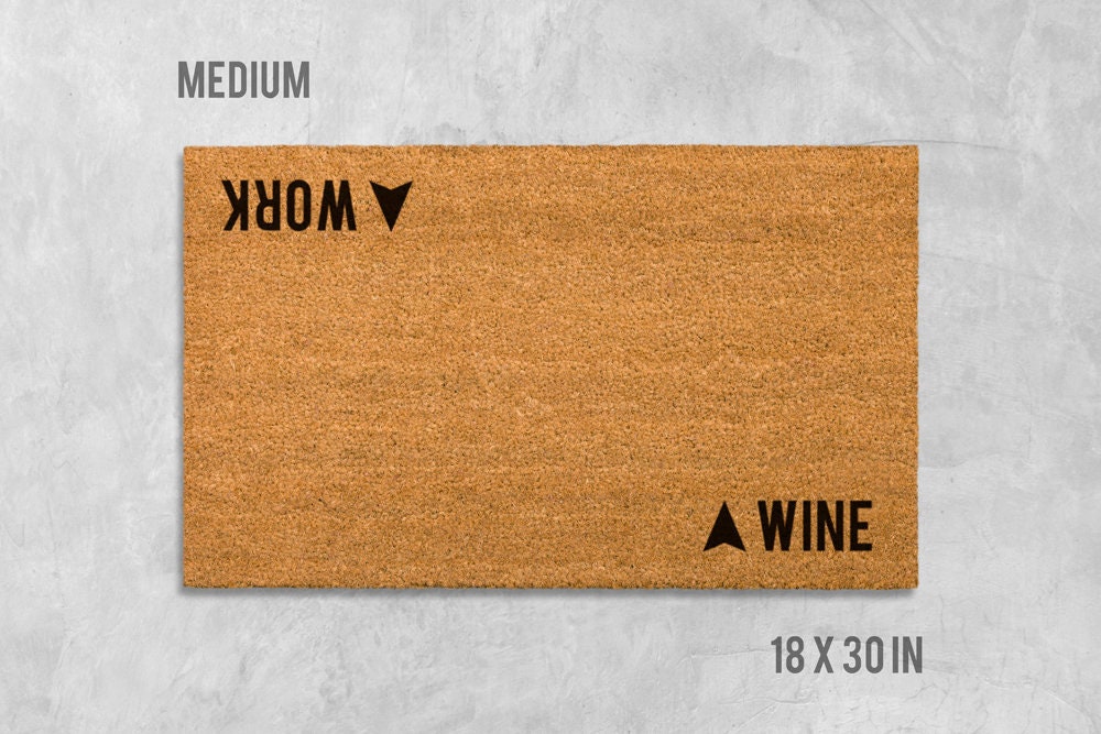 Wine Welcome Mat: Funny Double Design in Coir + Latex Backed Door Rug