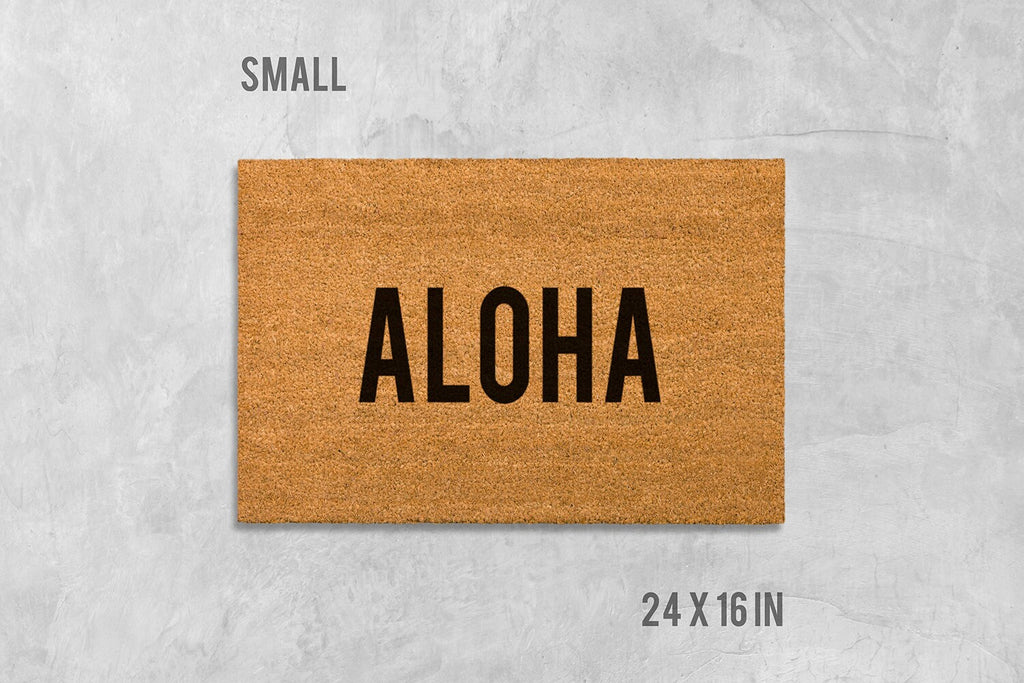 Hawaiian Aloha Doormat, Coconut Coir Welcome Mat (Natural, Latex Backing)