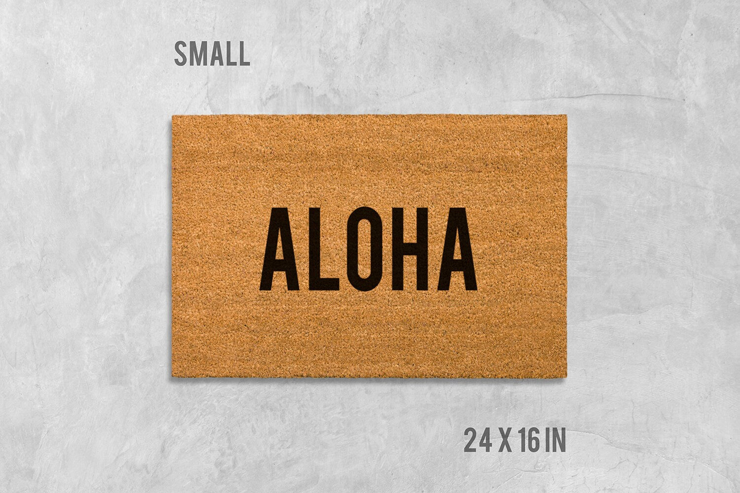 Hawaiian Aloha Doormat, Coconut Coir Welcome Mat (Natural, Latex Backing)