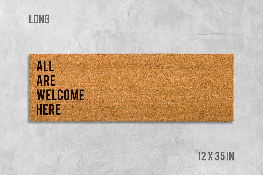 All Are Welcome Here Doormat, Natural Coir (Latex Backing)