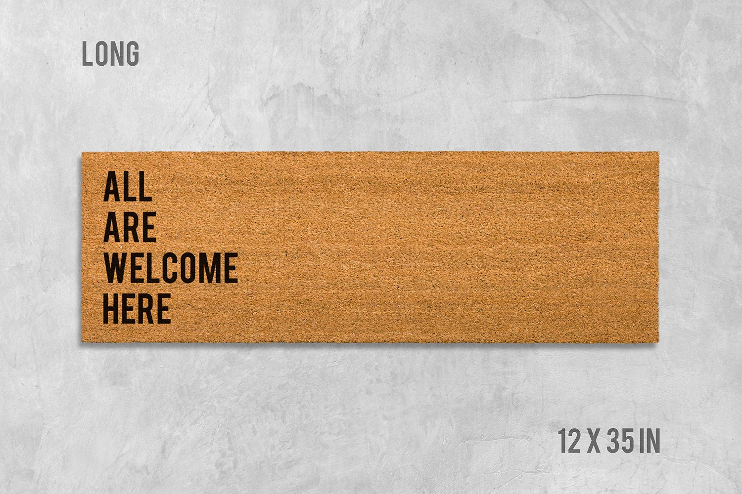 All Are Welcome Here Doormat, Natural Coir (Latex Backing)