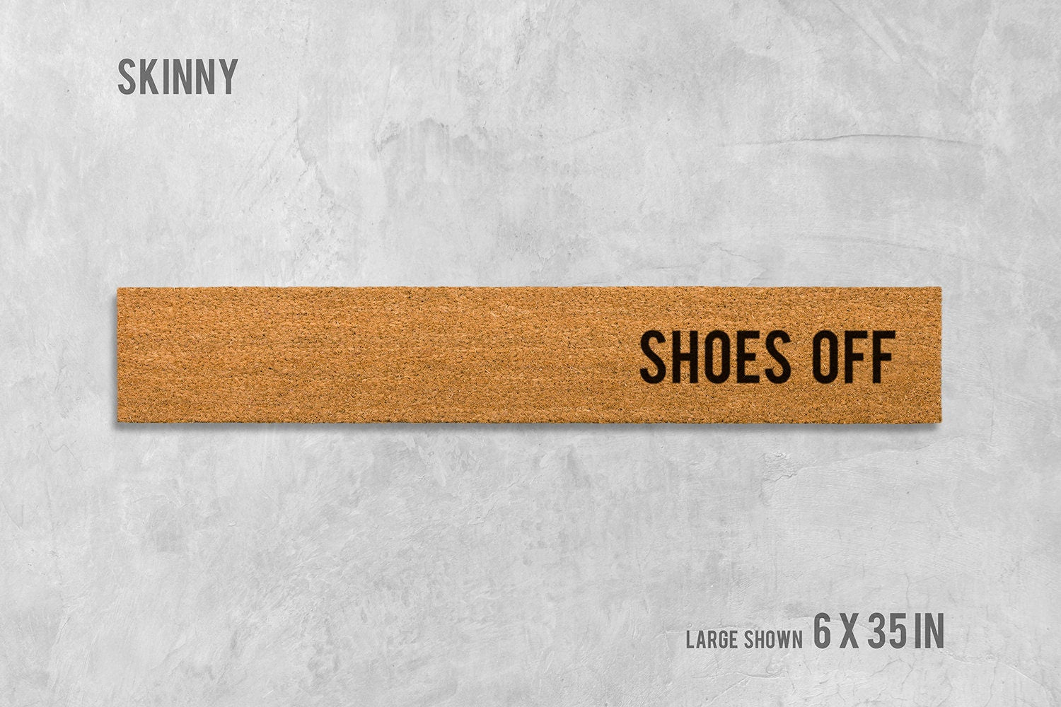 Shoes Off Welcome Mat - Slim Coir Doormat for Small Spaces