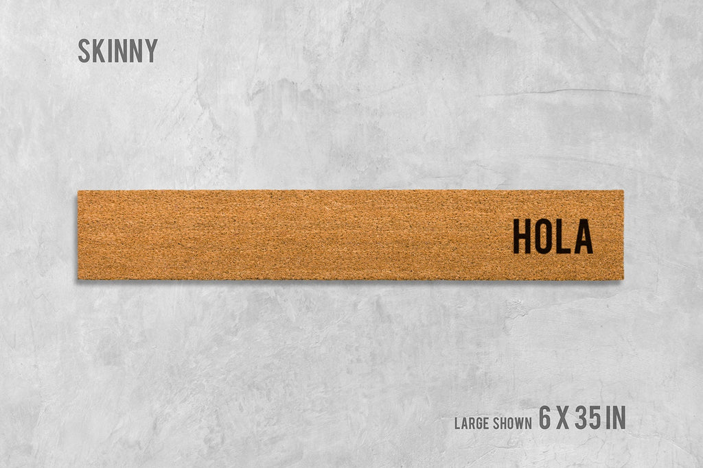 Skinny Hola Doormat - Compact Spanish Welcome Mat for Tiny Porches