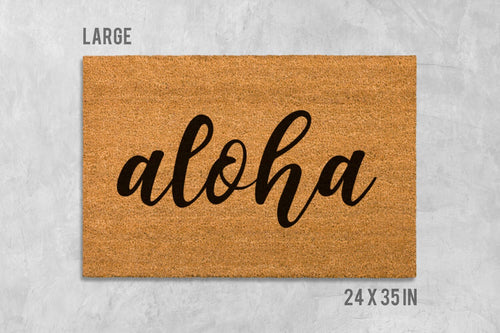 Aloha Welcome Mat: Coconut Fiber Doormat - Latex Backing