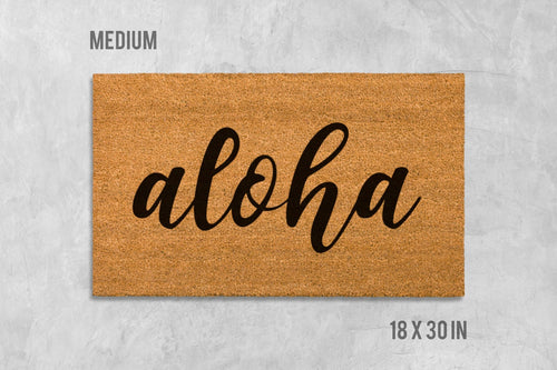 Aloha Welcome Mat: Coconut Fiber Doormat - Latex Backing