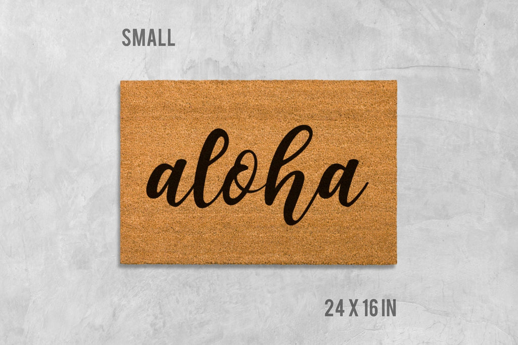 Aloha Welcome Mat: Coconut Fiber Doormat - Latex Backing