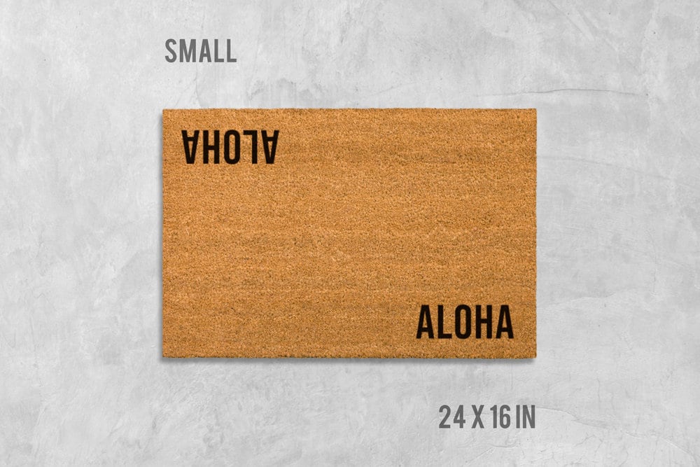 Aloha Welcome Mat: Double Sided Design with Coconut Fiber - Latex Backing