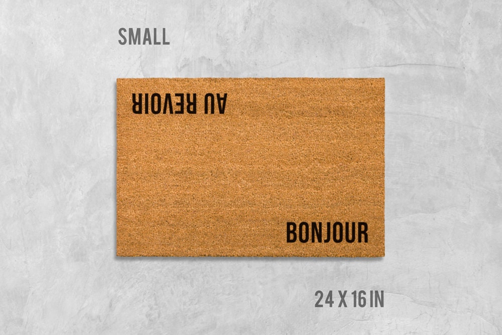 French Bonjour Au Revoir Doormat - Double-Sided Design Natural Coir Mat