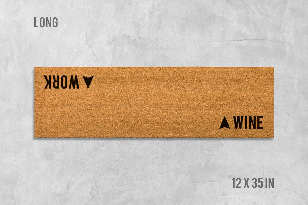 Wine Welcome Mat: Funny Double Design in Coir + Latex Backed Door Rug