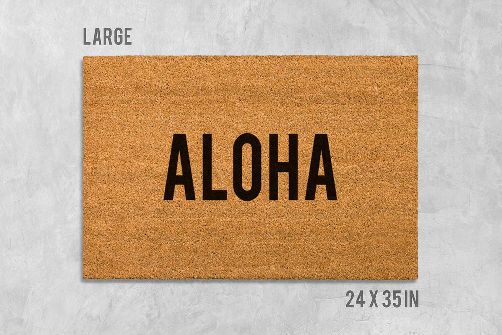 Hawaiian Aloha Doormat, Coconut Coir Welcome Mat (Natural, Latex Backing)