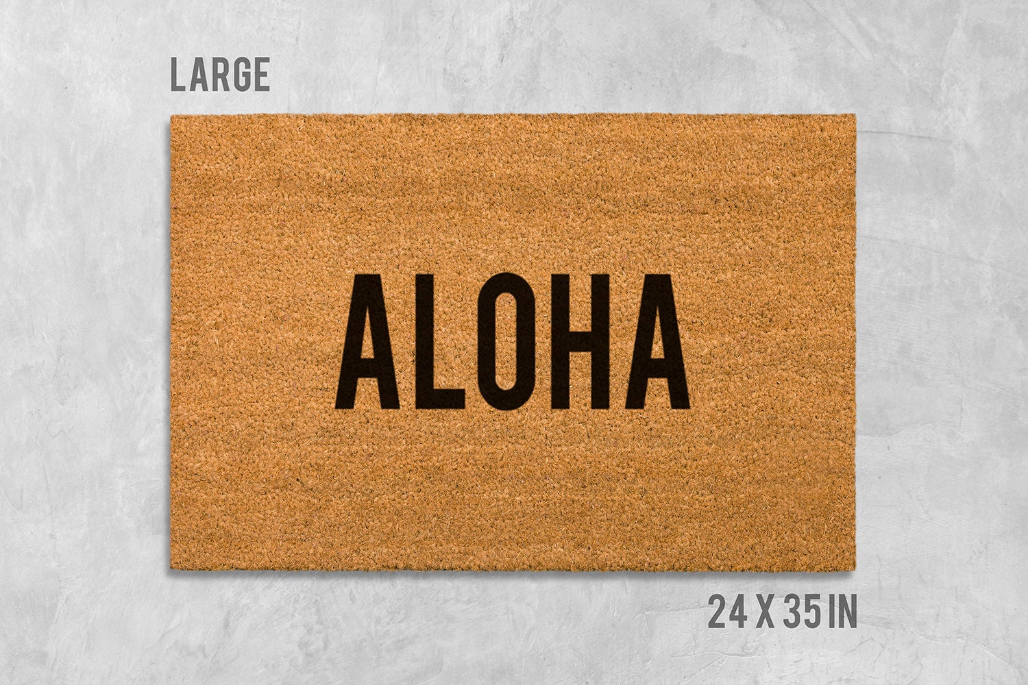 Hawaiian Aloha Doormat, Coconut Coir Welcome Mat (Natural, Latex Backing)