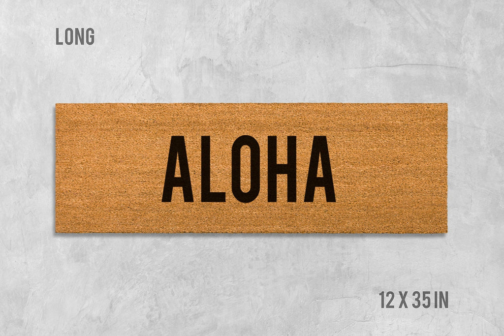 Hawaiian Aloha Doormat, Coconut Coir Welcome Mat (Natural, Latex Backing)