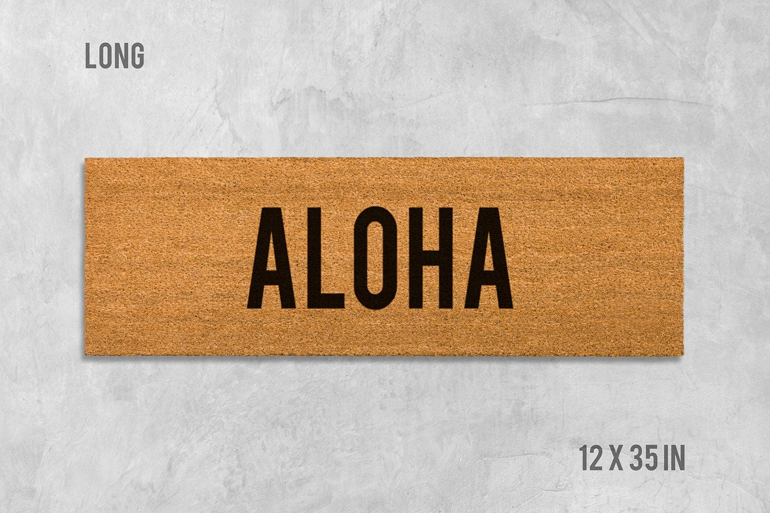 Hawaiian Aloha Doormat, Coconut Coir Welcome Mat (Natural, Latex Backing)