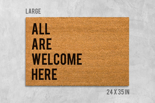 All Are Welcome Here Doormat, Natural Coir (Latex Backing)