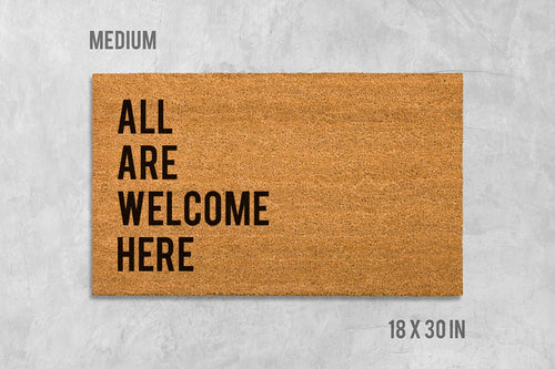 All Are Welcome Here Doormat, Natural Coir (Latex Backing)