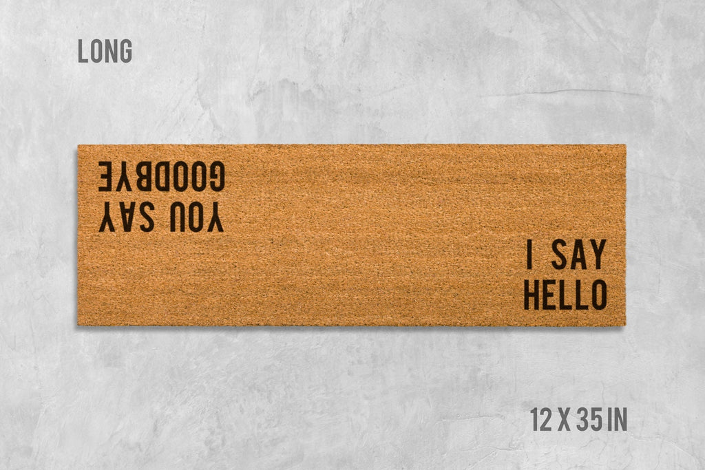 Hello Goodbye Doormat: Natural Coir, Beatles Inspired