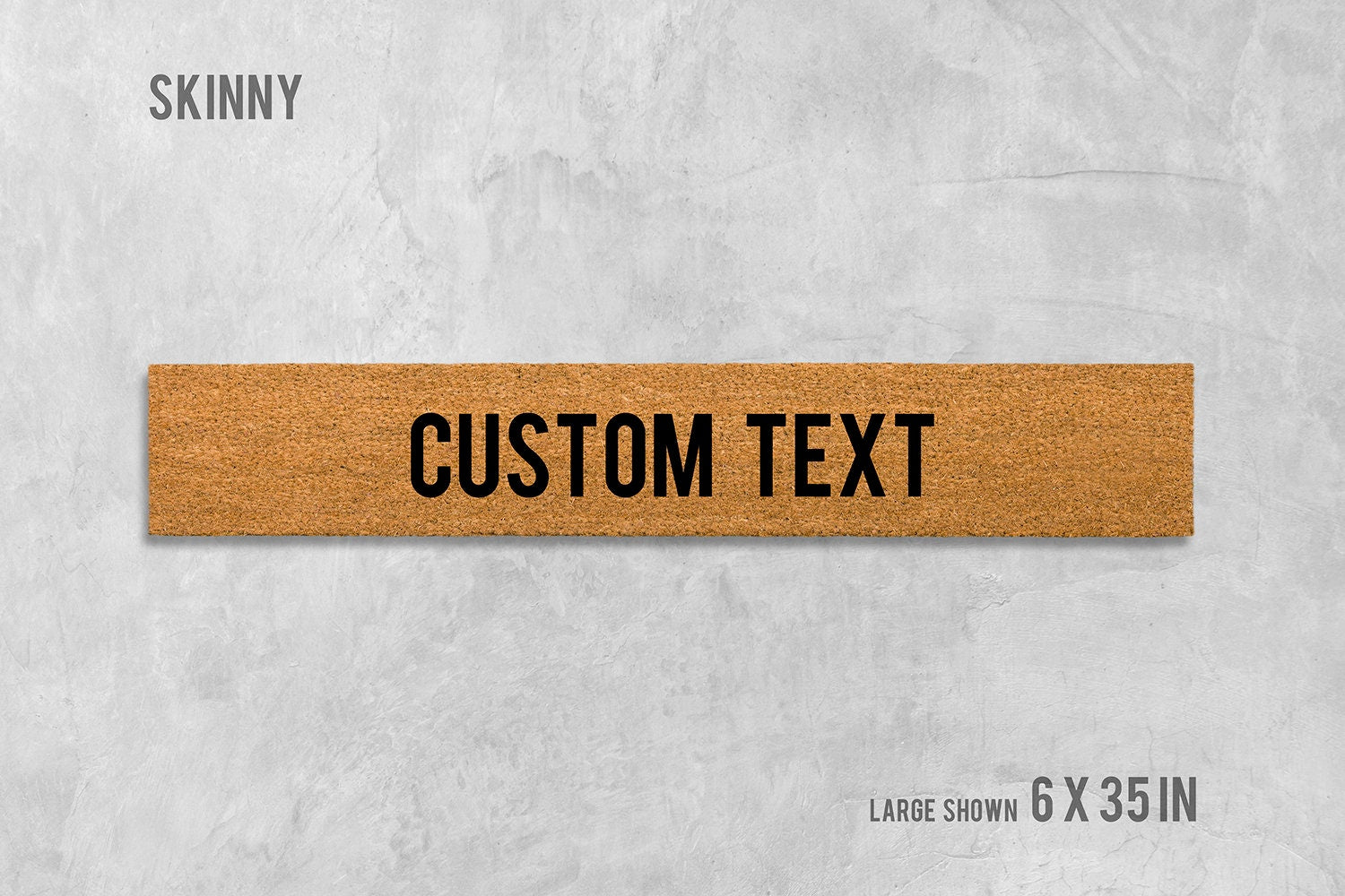 Personalized Skinny Doormat - Custom Text, Natural Coir
