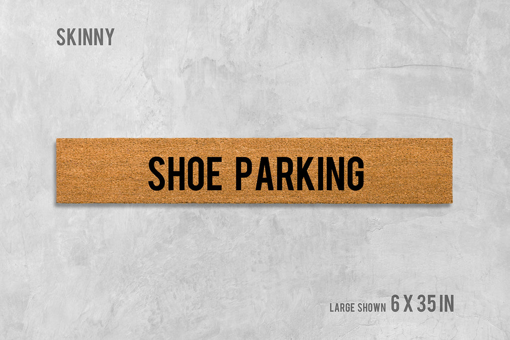 Funny Shoe Parking Doormat: Skinny Natural Coir Mat for Small Spaces
