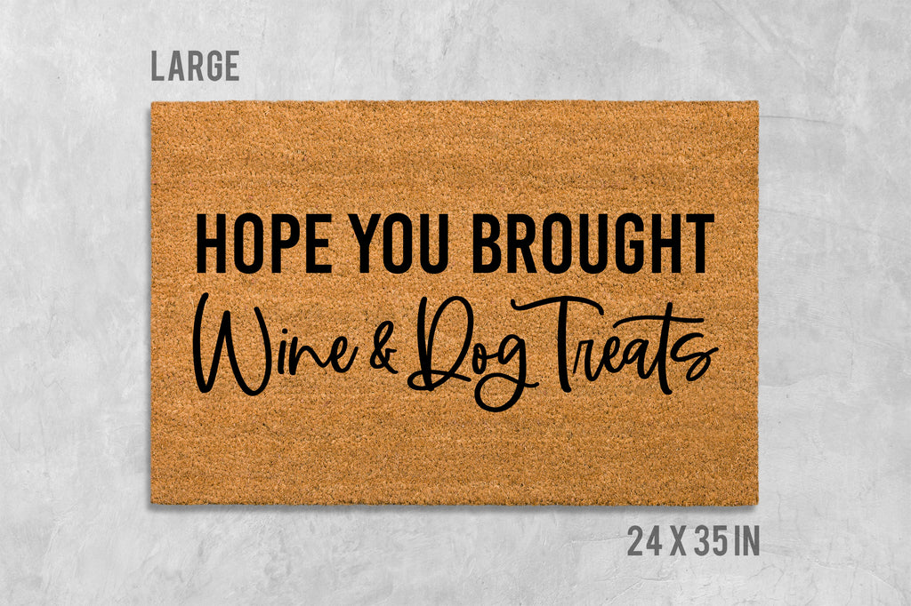 Welcome Doormat: Funny Dog and Wine Theme (Coir, Latex)