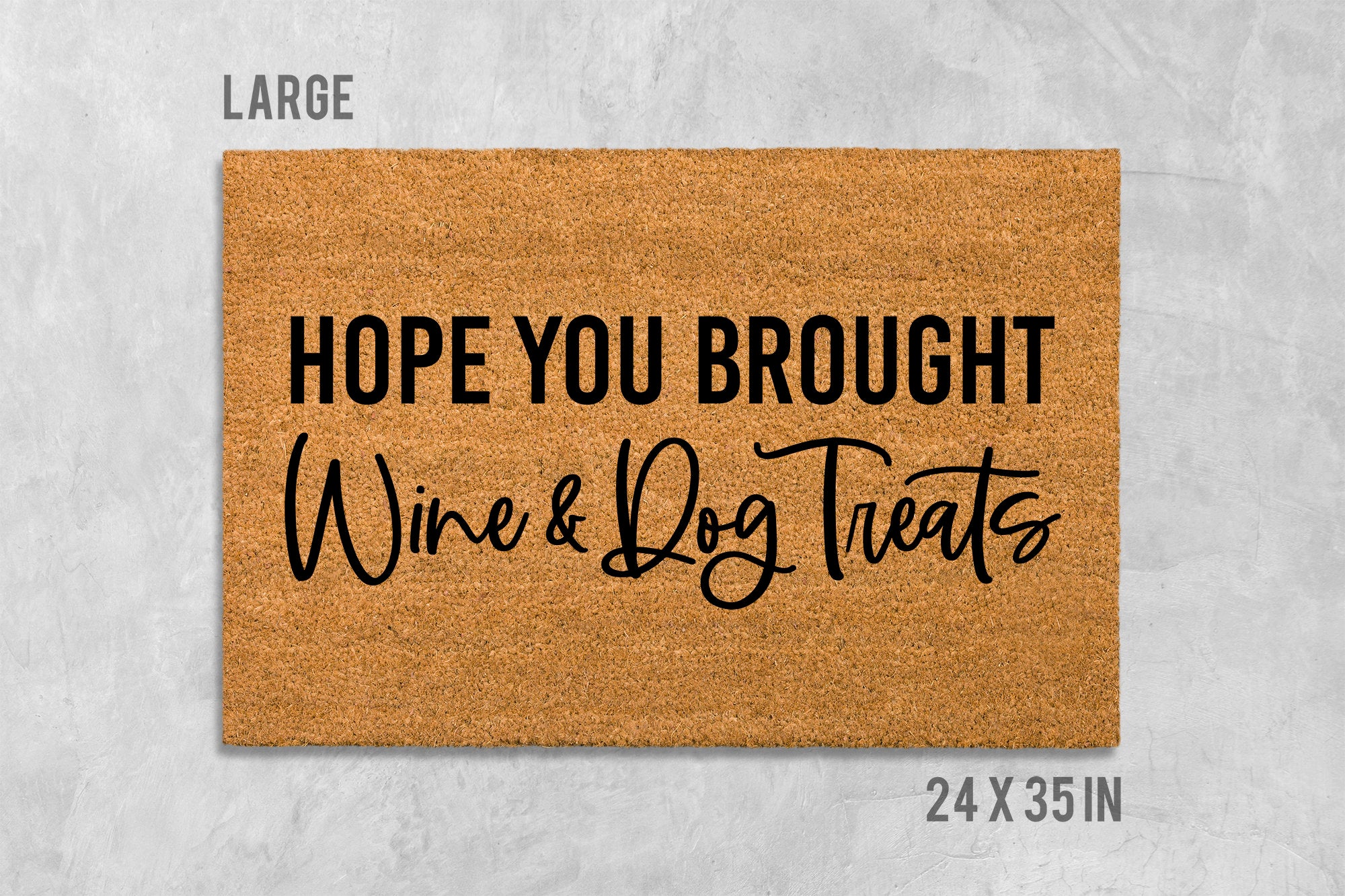 Welcome Doormat: Funny Dog and Wine Theme (Coir, Latex)