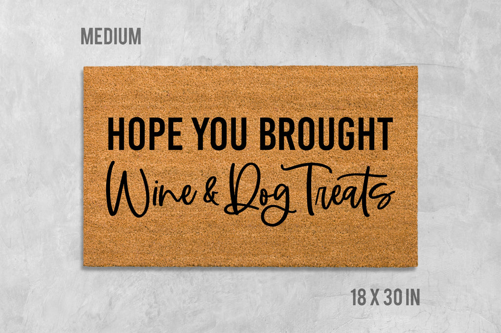 Welcome Doormat: Funny Dog and Wine Theme (Coir, Latex)