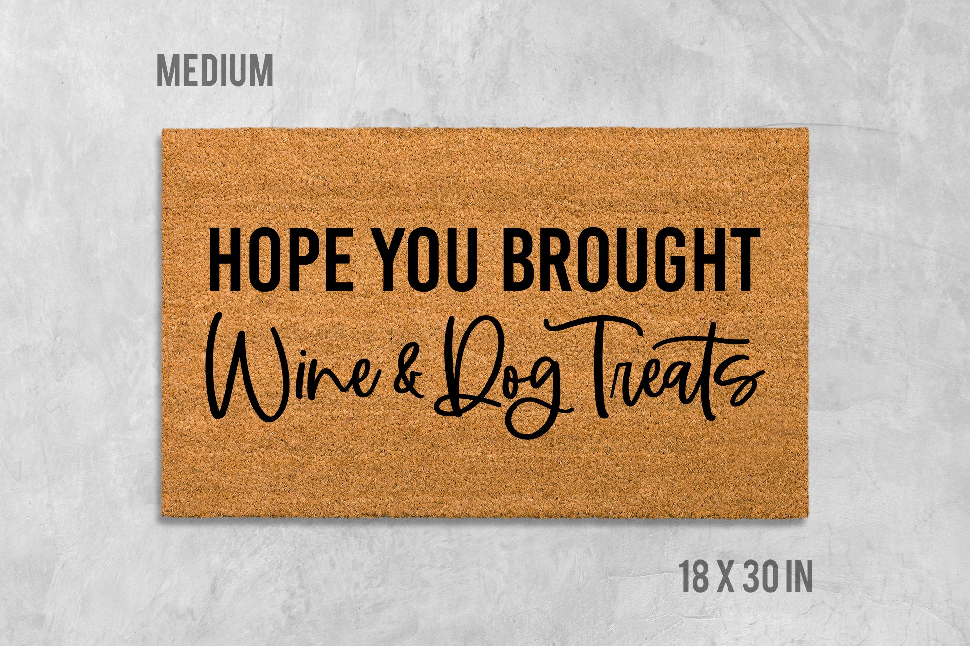 Welcome Doormat: Funny Dog and Wine Theme (Coir, Latex)