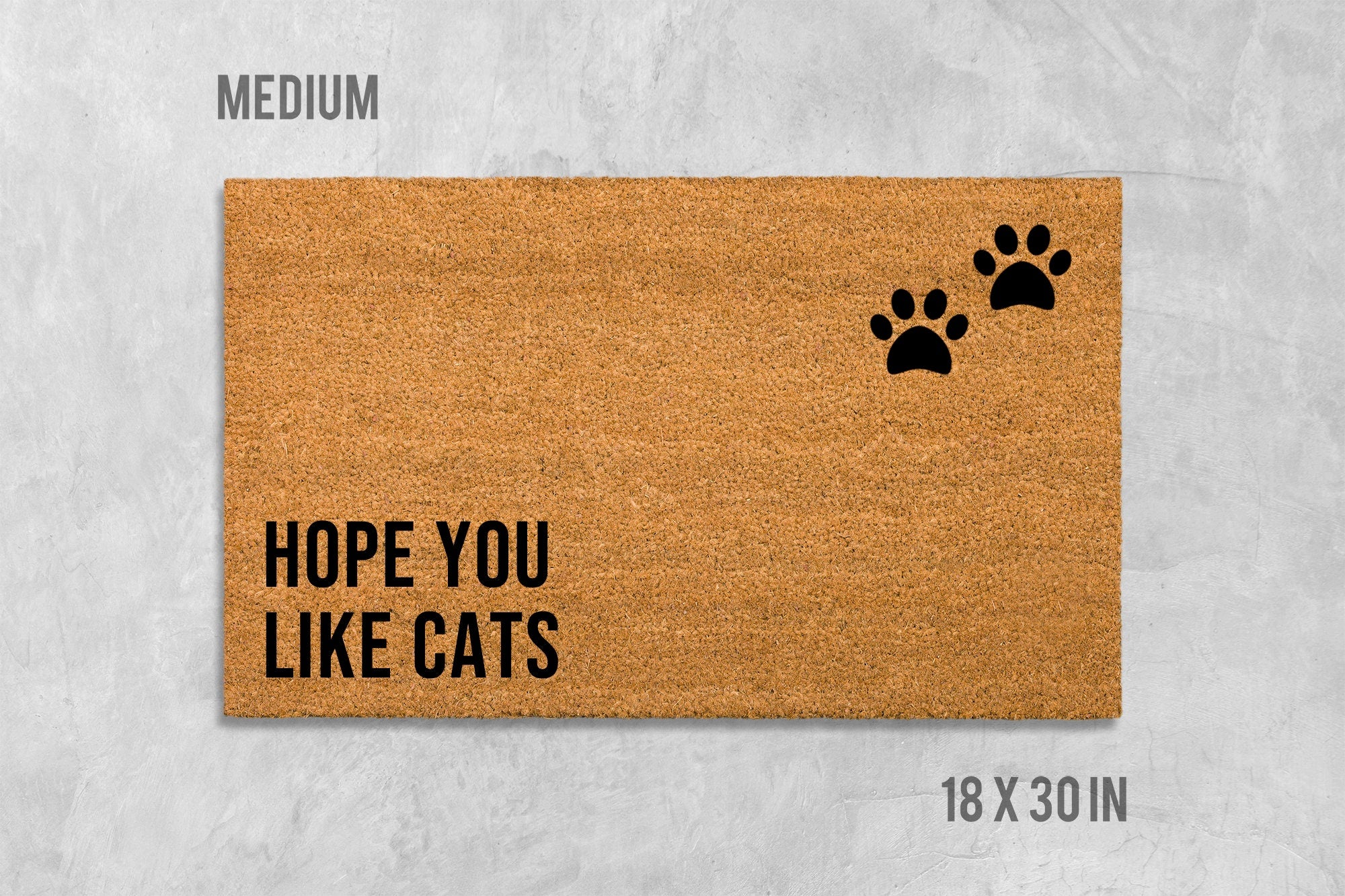 Cat Door Mat: Funny 'Hope You Like Cats' - Natural Coir Fiber