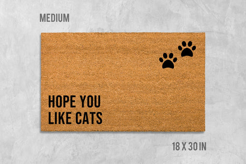 Cat Door Mat: Funny 'Hope You Like Cats' - Natural Coir Fiber