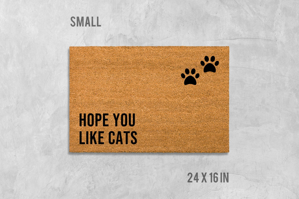 Cat Door Mat: Funny 'Hope You Like Cats' - Natural Coir Fiber