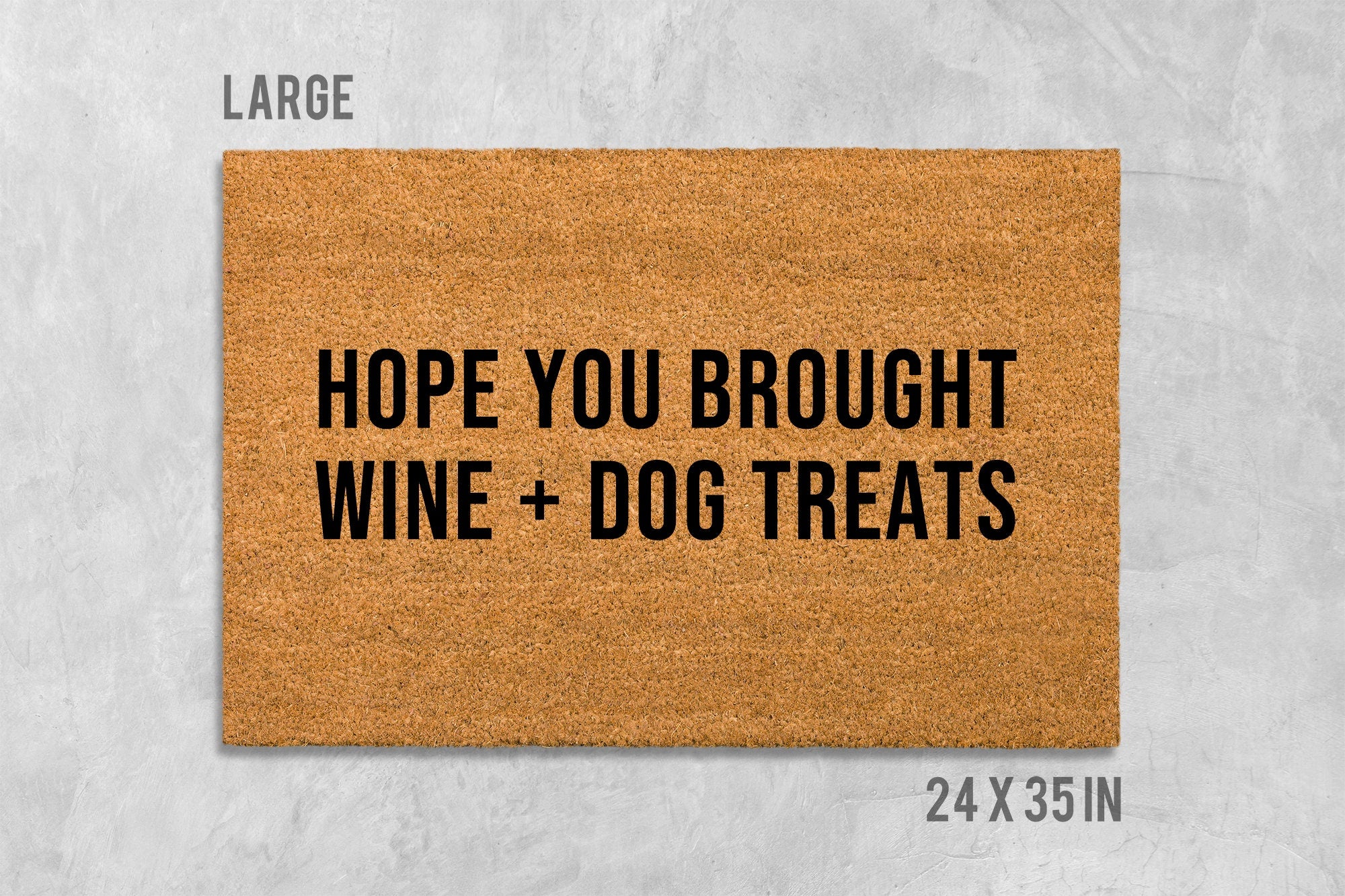 Welcome Doormat: Wine and Dog Treats Greeting (Coir, Latex)